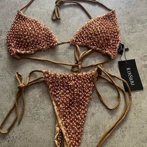 ICON Tan Beaded Bikini Set